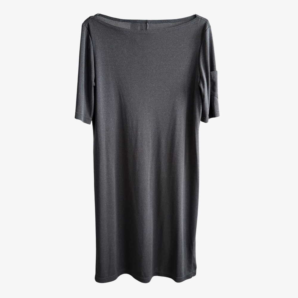 Virgo II Women’s Vintage Boat Neck Stretch Short Sleeve T-shirt Dress, Gray, 12